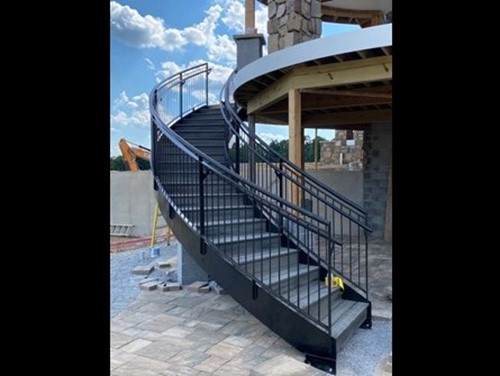 Installed custom metal staircase outdoors