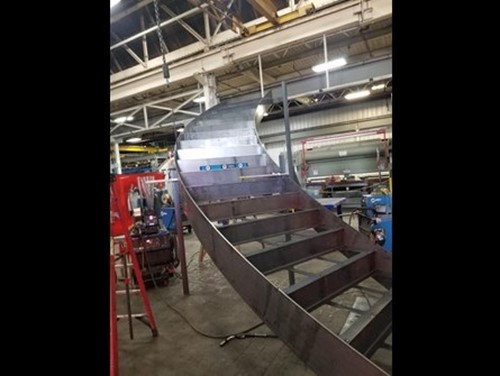 Installed custom metal staircase