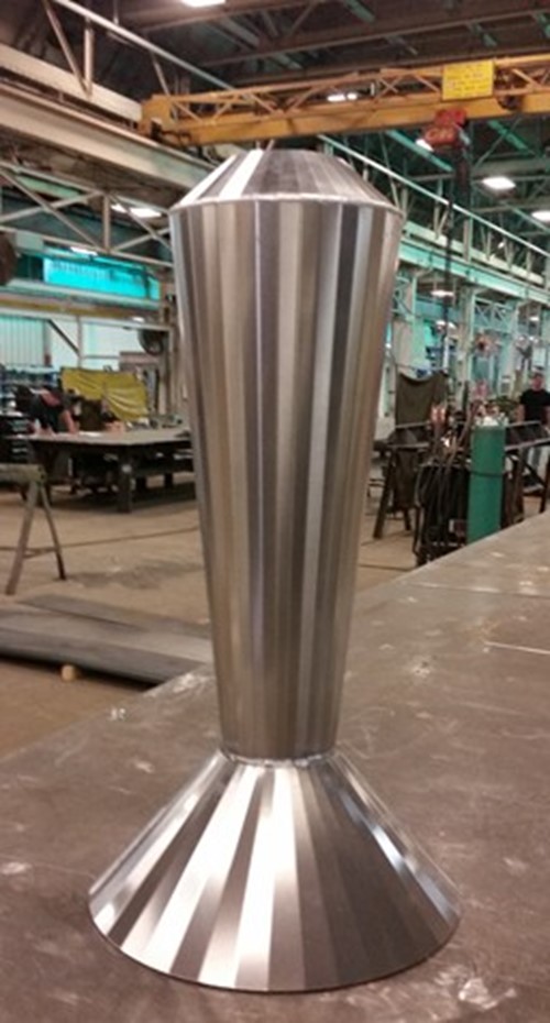 Close up of a metal game ball stand in the factory